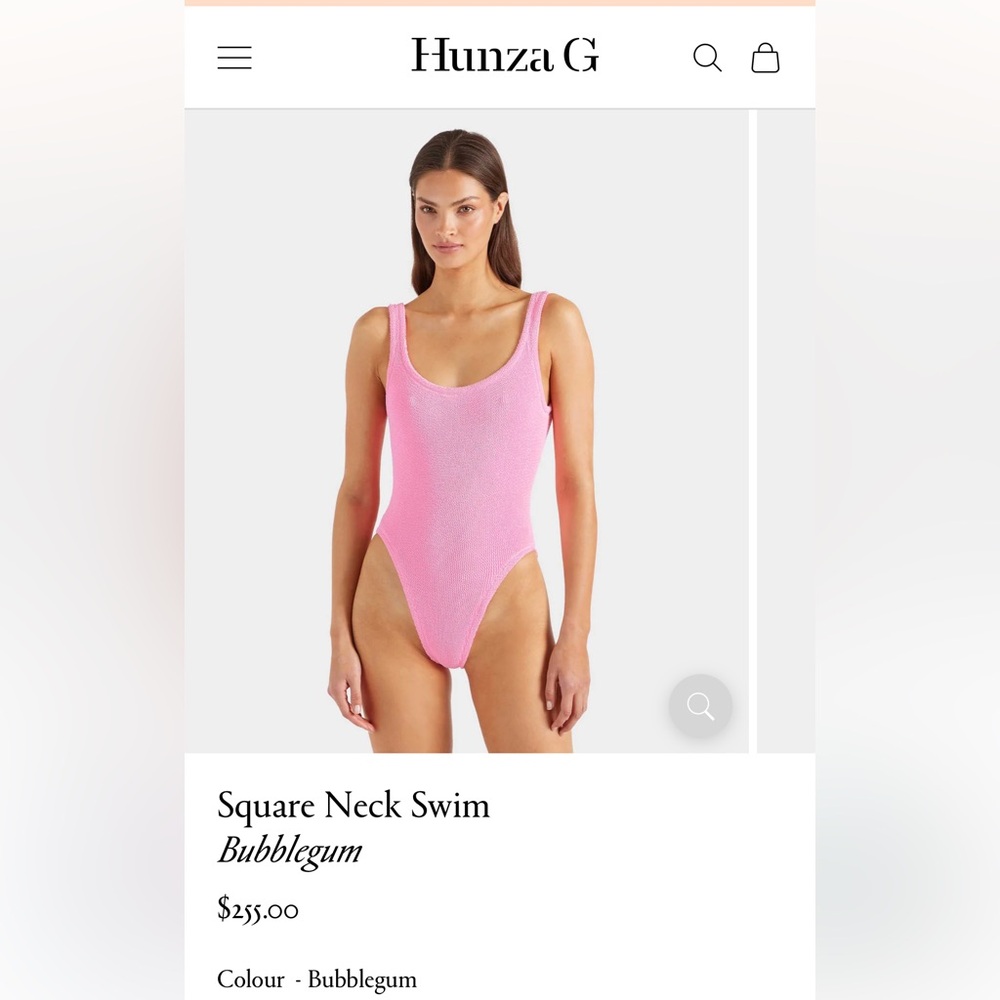 Hunza G Square Neck Swim in “Bubblegum”